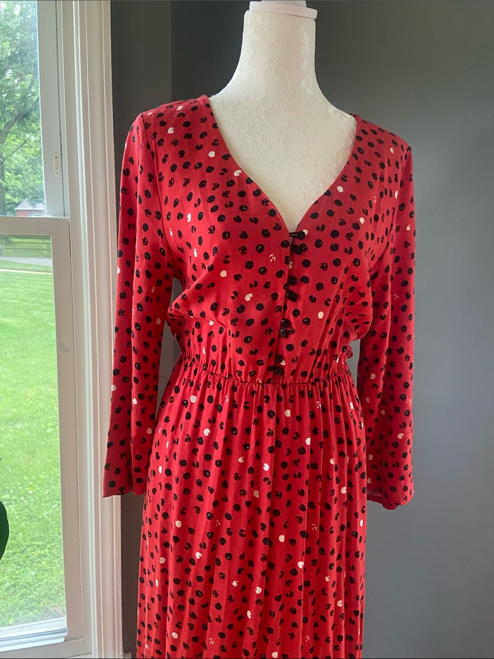 Piazza Del Tempio Red dotted maxi dress